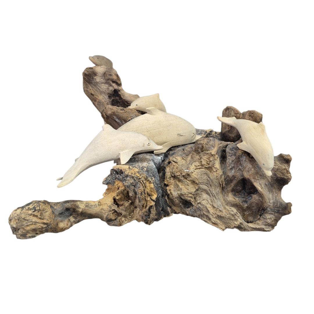 DELFINES SOBRE TRONCO 30x27x13CM COD:110893