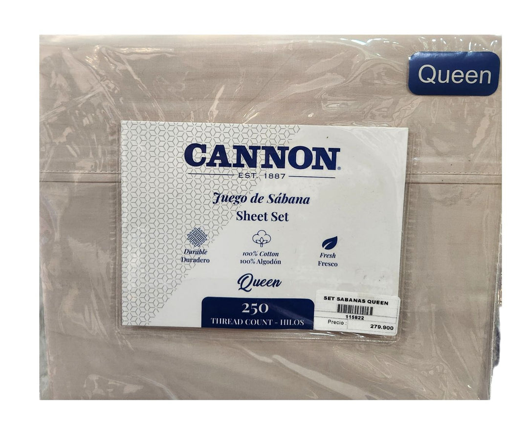 SET SÁBANAS QUEEN CANNON 250 HILOS BEIGE