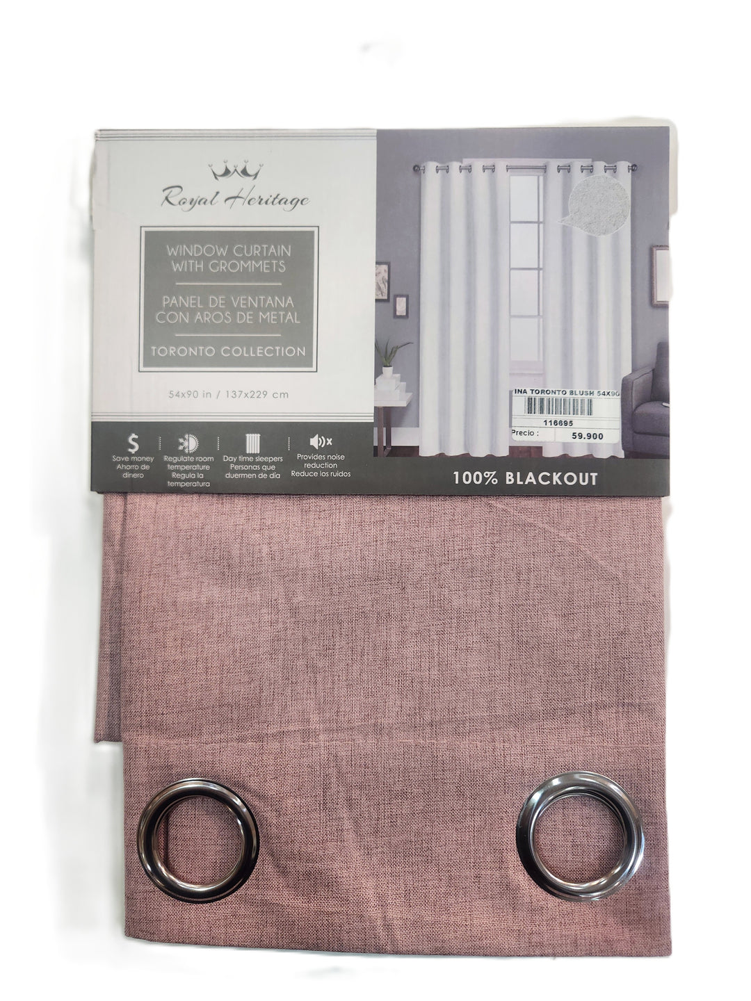 CORTINA TORONTO BLUSH 137X228CM COD:116695