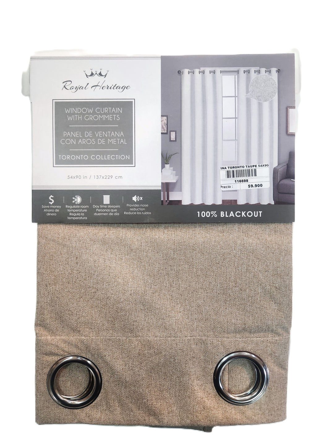 CORTINA TORONTO TAUPE 137X228CM