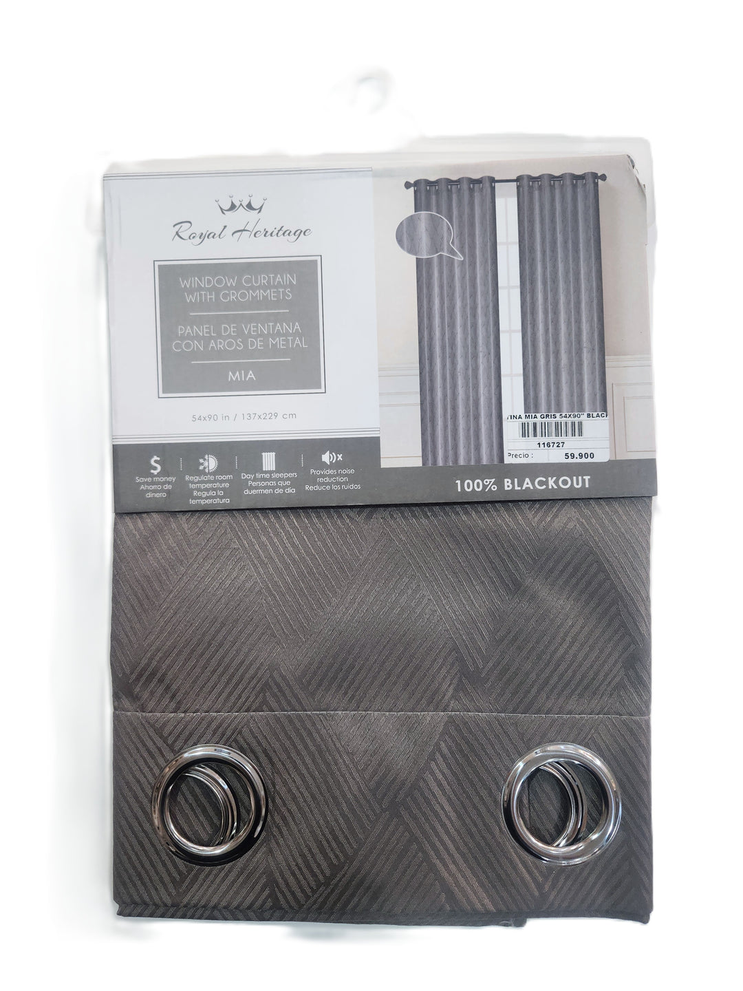 CORTINA MIA GRIS BLACKOUT 137X228CM