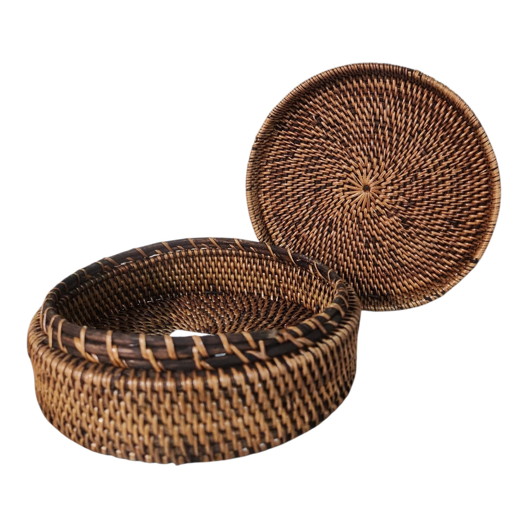 CAJA CON TAPA RATTAN 20CM SURTIDO