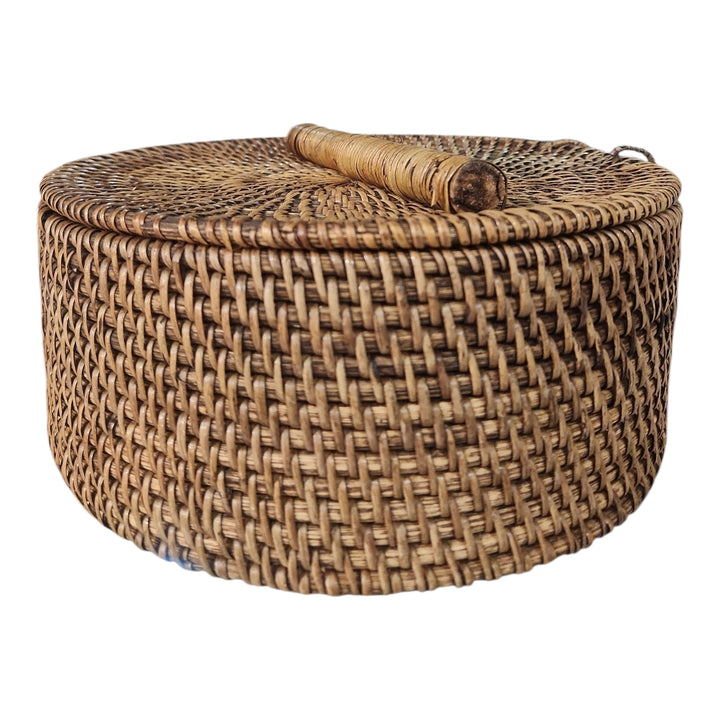 CAJA CON TAPA RATTAN 25CM