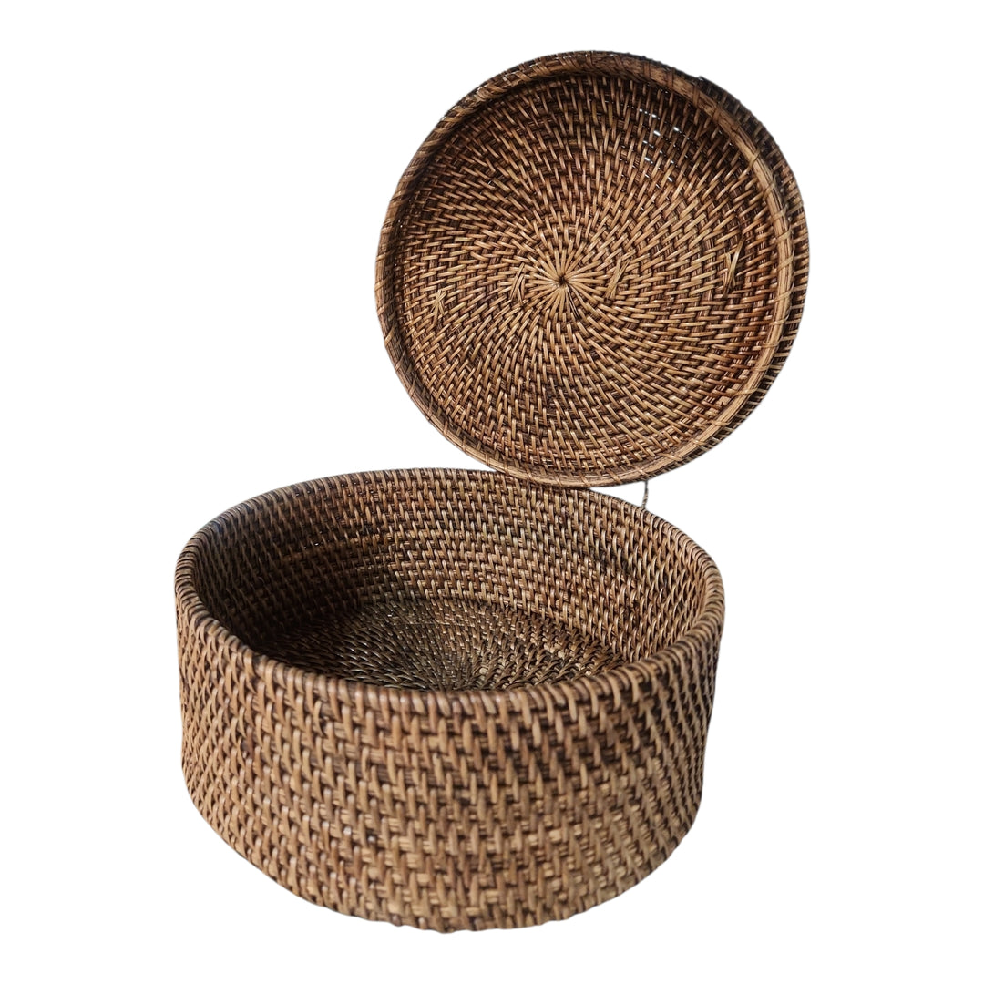 CAJA CON TAPA RATTAN 25CM
