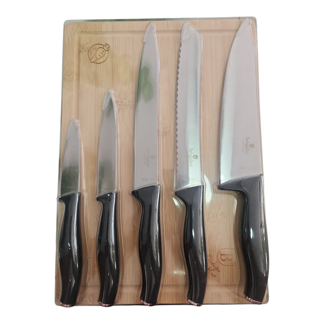 CUCHILLOS 5 PCS + TABLA DE PICAR COD:118649