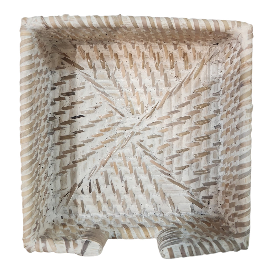 SERVILLETERO TEJIDO RATTAN 14X14X5.5CM