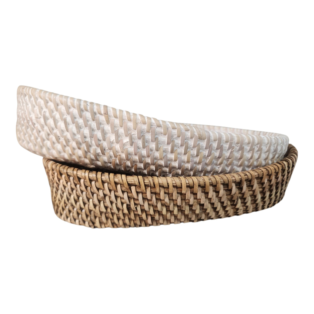 BOWL OVALADO TEJIDO RATTAN 26X18X4.5CM