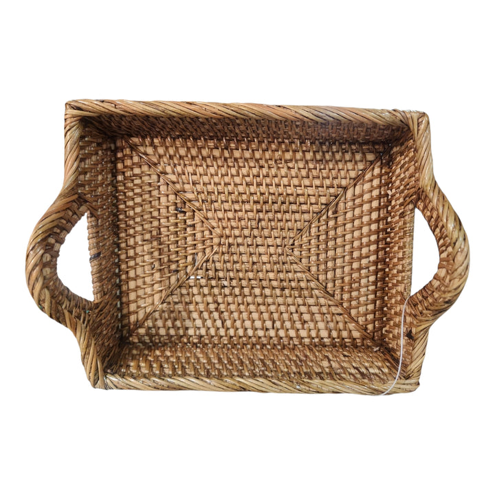 BANDEJA MEDIANA TEJIDA RATTAN 26X21X6CM