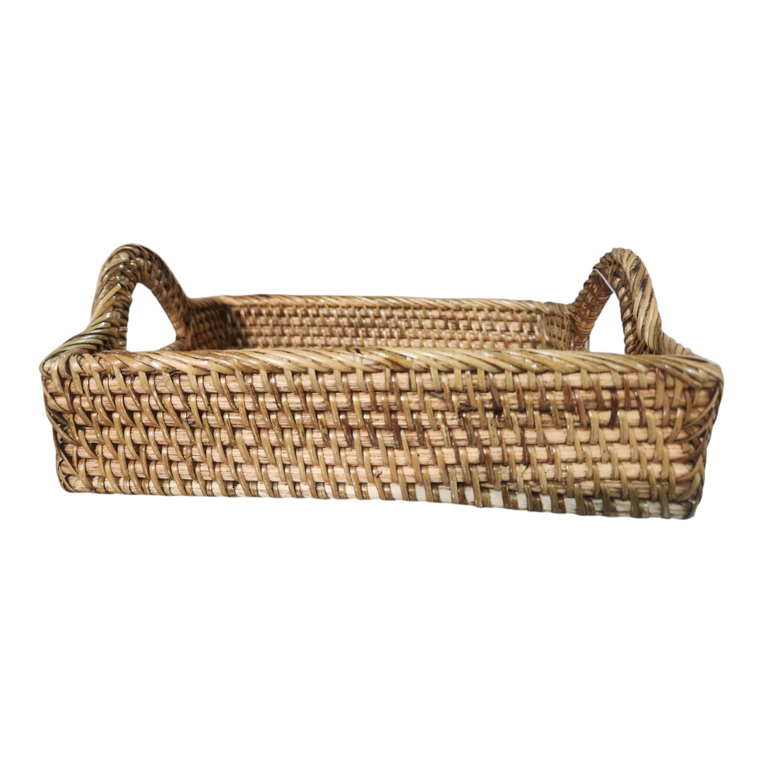 BANDEJA MEDIANA TEJIDA RATTAN 26X21X6CM