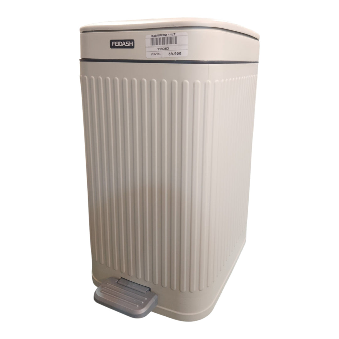 BASURERO DE PEDAL BEIGE 14LT 37X25X7.5CM