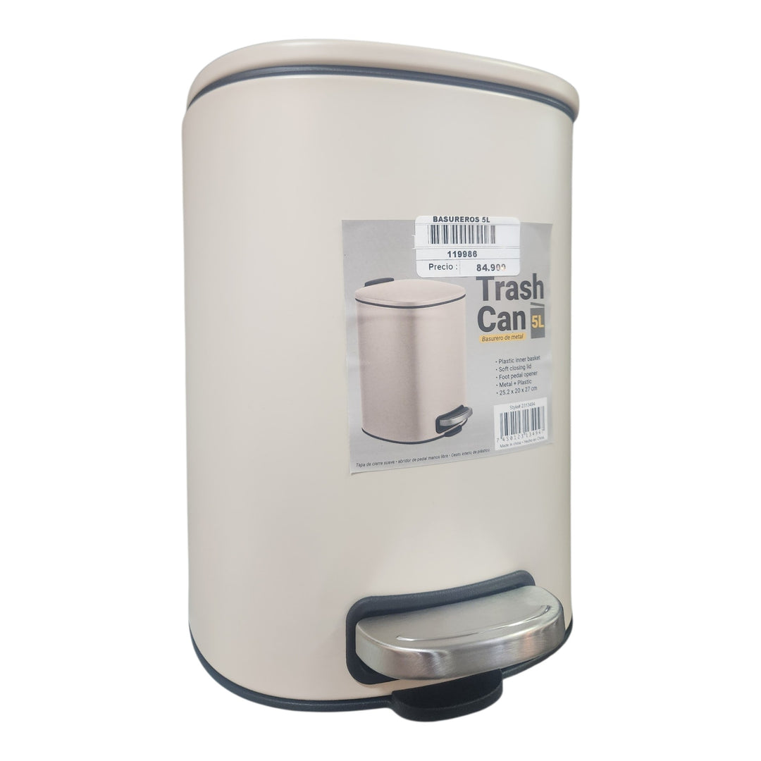 BASURERO 5L BEIGE 25.2X20X27CM