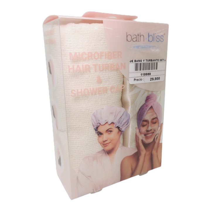 GORRO DE BAÑO Y TURBANTE  SET/2PCS SURTIDO 17.5X12X6CM