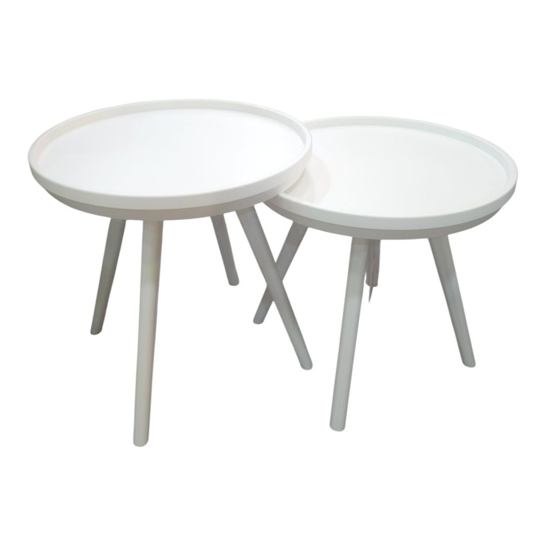 SET DE 2 MESITAS PARA EXTERIOR BLANCA