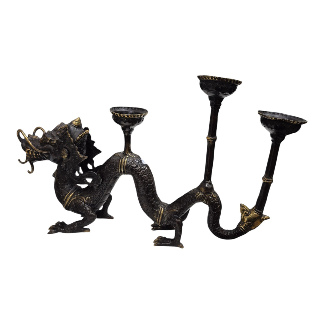 DRAGON PORTAVELAS BRONCE 50x30x13CM COD:122593