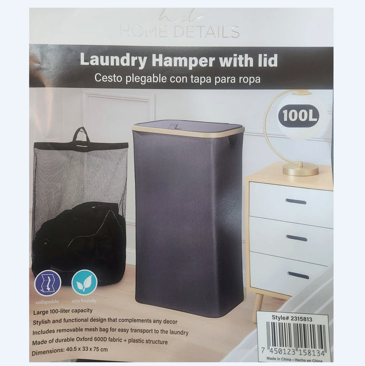 CANASTA PARA ROPA 40.5X33X75CM GRIS