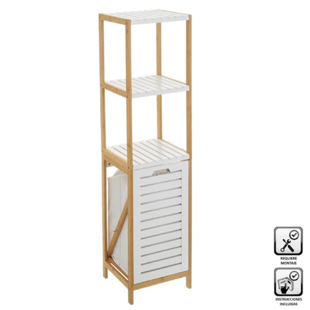 ESTANTERÍA 2 NIVELES CON CESTO PARA ROPA