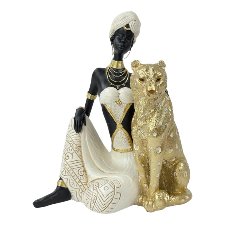 DAMA CON LEOPARDO DECOR 17.5X12.5X23.5CM COD:119872