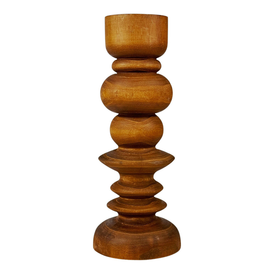 PORTAVELAS DE MADERA 13X13X34CM